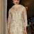 White silk blend embroidered kurta trouser dupatta set