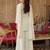 White silk blend embroidered kurta trouser dupatta set