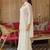 White silk blend embroidered kurta trouser dupatta set