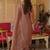 Mauve silk blend embroidered kurta trouser dupatta set