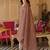 Mauve silk blend embroidered kurta trouser dupatta set