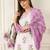 Off white pure cotton printed kurta trouser dupatta set