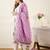 Off white pure cotton printed kurta trouser dupatta set