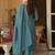 Blue silk blend embroidered kurta trouser dupatta set
