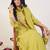 Green silk blend embroidered kurta trouser dupatta set
