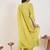 Green silk blend embroidered kurta trouser dupatta set