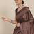 Coffee striped silk blend saree