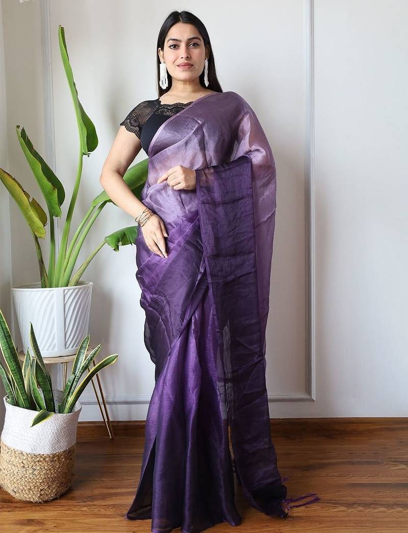 purple ombre dyed ethnic saree