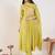 Green silk blend embroidered kurta trouser dupatta set