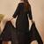 Black silk blend embroidered kurta trouser dupatta set