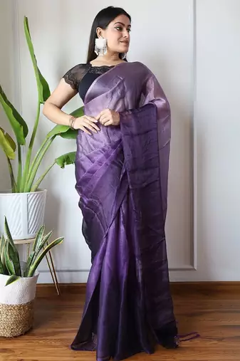 purple ombre dyed ethnic saree