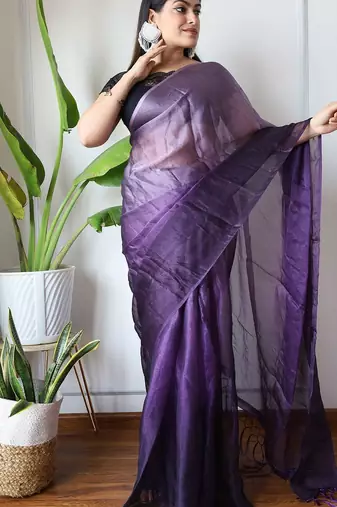 purple ombre dyed ethnic saree