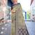cream & blue ethnic motifs woven design zari organza saree
