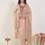 Beige silk blend embroidered kurta trouser dupatta set