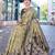 cream & blue ethnic motifs woven design zari organza saree