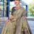 cream & blue ethnic motifs woven design zari organza saree