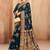 teal ethnic motifs zari poly georgette saree
