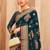 teal ethnic motifs zari poly georgette saree
