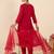 Pink silk blend embroidered kurta trouser dupatta set