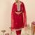 Pink silk blend embroidered kurta trouser dupatta set