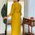 Mustard silk blend embroidered kurta trouser dupatta set
