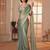 green women checked beads and stones embellished georgette saree