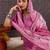 Pink pure cotton embroidered kurta trouser dupatta set