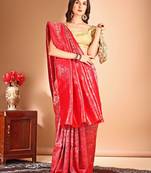 pink woven design art silk blend dharmavaram saree