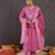 Pink pure cotton embroidered kurta trouser dupatta set
