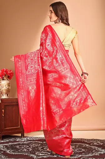 pink woven design art silk blend dharmavaram saree