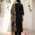 Black viscose rayon embroidered kurta trouser dupatta set