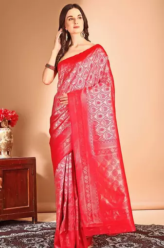 pink woven design art silk blend dharmavaram saree