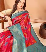 pink woven design zari dharmavaram saree
