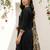 Black viscose rayon embroidered kurta trouser dupatta set