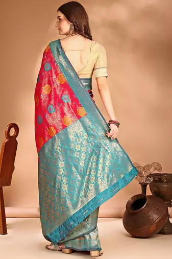 pink woven design zari dharmavaram saree