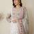 White pure cotton printed kurta trouser dupatta set