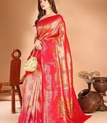 pink woven design zari dharmavaram saree