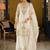 White silk blend embroidered kurta trouser dupatta set