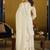 White silk blend embroidered kurta trouser dupatta set