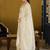 White silk blend embroidered kurta trouser dupatta set