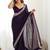 purple embellished zari satin heavy work saree with unstiched blouse