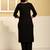 Black pure cotton printed kurta trouser dupatta set