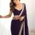 purple embellished zari satin heavy work saree with unstiched blouse