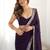 purple embellished zari satin heavy work saree with unstiched blouse