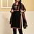 Black pure cotton printed kurta trouser dupatta set