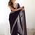 purple embellished zari satin heavy work saree with unstiched blouse