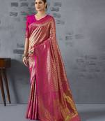 pink woven design zari banarasi saree