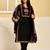 Black pure cotton printed kurta trouser dupatta set