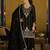 Black silk blend embroidered kurta trouser dupatta set