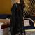 Black silk blend embroidered kurta trouser dupatta set